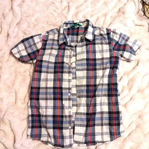 Boys white/blue/red button up